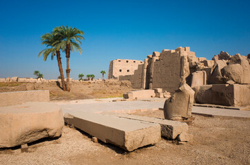 Huge blocks carved from stone by the ancient Egyptian civilization lie at the archaeological site...