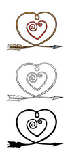 Heart shaped arrow, elements for design - arrows, hearts, love