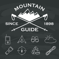 Fototapeta na wymiar Hand drawn of mountain adventure and expedition , vector illustration