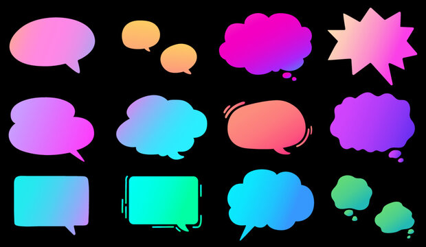 Simple and Pop Hand drawn Gradient Colored Speech Bubbles