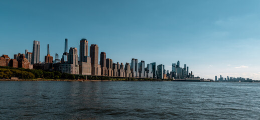 View from the Hudson River to the skyscrapers of New York