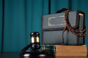 gavel and books for Islamic law concept 