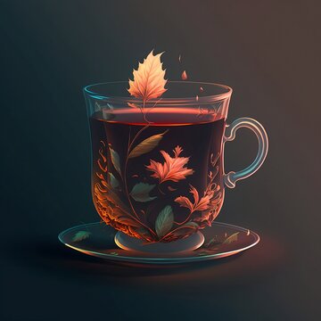 ancient japanese royal tea cup filled with hurbs 
