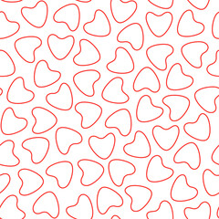 Seamless vector background with red hearts on a white background. Valentine's day background.