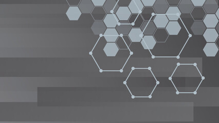 Vector abstract grey hexagonal with dots and lines.