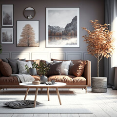 Aesthetic Modern Minimalist and elegant living room Generative AI