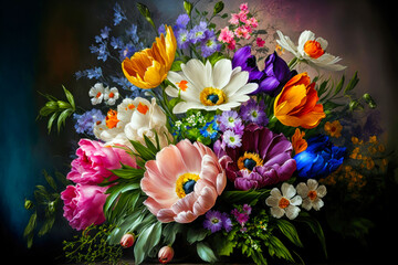 Beautiful colorful spring flowers