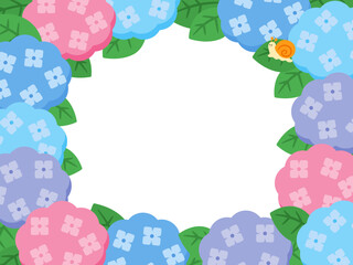 イラストフレーム　アジサイとカタツムリ.