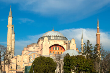 Fototapeta na wymiar Hagia Sophia in Istanbul. The world famous monument of Byzantine architecture. Turkey.