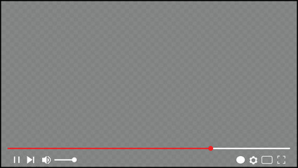 Multimedia video player frame template, transparent footage display. Live video streaming, broadcasting vector illustration © Studio-M