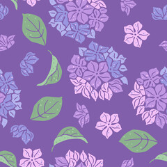 Seamless pattern with hydrangea flowers. Beautiful decorative plants.