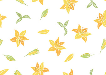 Seamless pattern with lily flowers. Beautiful decorative plants.