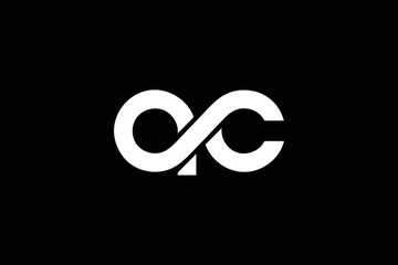 Creative and professional initial letter a c infinity logo design template on black background