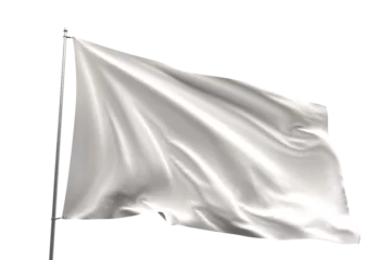 Fotobehang Waving flag mockup on transparent background, PNG file © Es sarawuth
