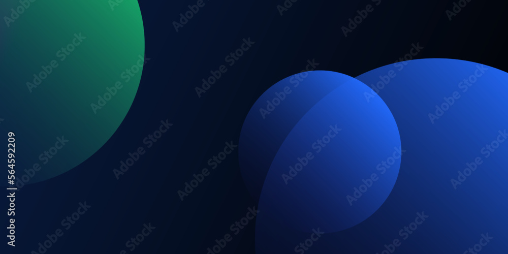 Aufkleber dark modern style background, header or banner design with large blue and green overlapping bubbles 