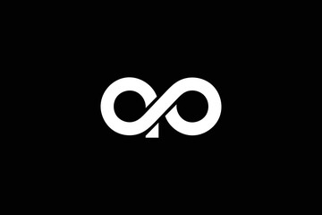 Creative and professional initial letter a o infinity logo design template on black background - obrazy, fototapety, plakaty