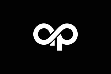 Creative and professional initial letter a p infinity logo design template on black background