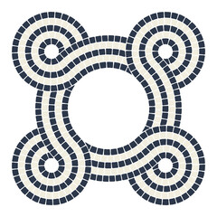 Ancient interweaving mosaic decorative element. Decorative antique stone ornament.