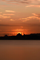 Fototapeta premium Sultanahmet and Ayasofya in sunset. Istanbul, Turkey. 