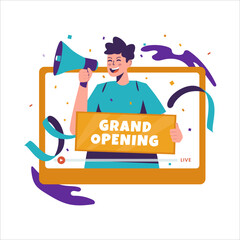 Flat design of streaming grand opening ceremony event