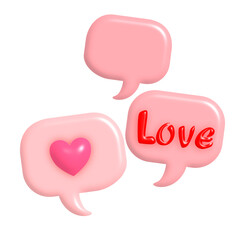 3D speech bubbles with hearts