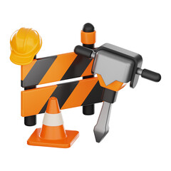 Premium Construction break ground machine icon 3d rendering on isolated background
