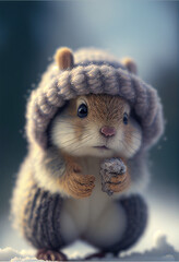 squirrel with a cap