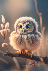 Little owl on branch