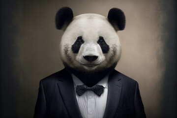 Fototapety  a Portrait of an executive panda wearing suits