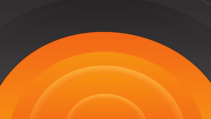 Obraz premium Abstract 3D black background overlap layers on dark space with orange light effect decoration.