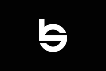 Creative minimal style professional initial letter b s logo design template on black background