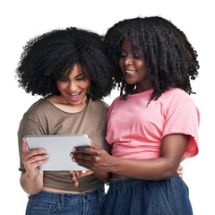 PNG Studio shot of two young women using a digital tablet