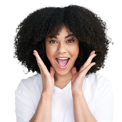 PNG Studio shot of an attractive young woman looking shocked