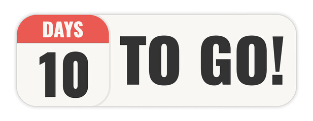 Number 10 of days left to go. Badge with, sale, landing page, banner.