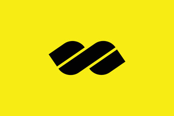 Minimal and creative infinity mark logo template on yellow Background - obrazy, fototapety, plakaty