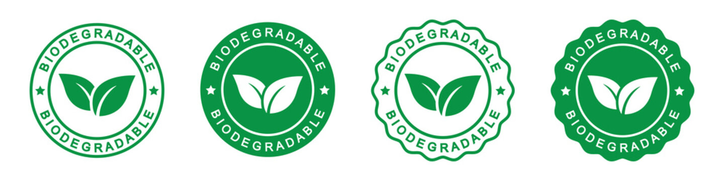 Biodegradable label icon, vector illustration
