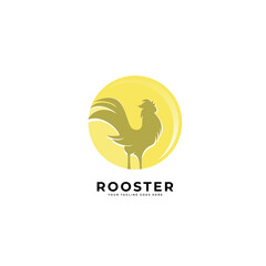 elegant drawing art rooster, chicken body logo design illustration.