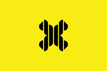 Minimal and creative initial letter x rope mark logo template on yellow Background