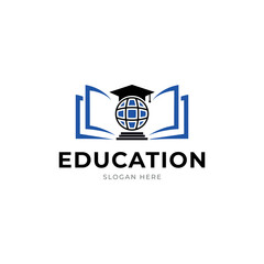 Education logo icon design,book,global,start,people vector illustration.