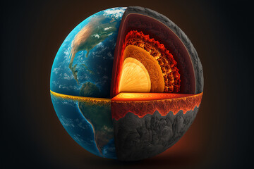 layers of the planet earth and the core. Ai generated art - obrazy, fototapety, plakaty