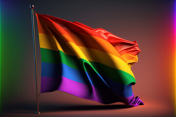 LGBTIQA+ flag. LGBT concept, flags moving. Ai generated art