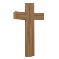 3D christian cross isolated on transparent background PNG file format.