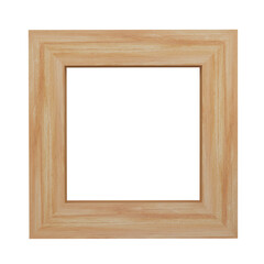 3D wood picture frame isolated on transparent background PNG file format.