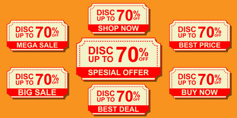set discount tag 70 percent offer 