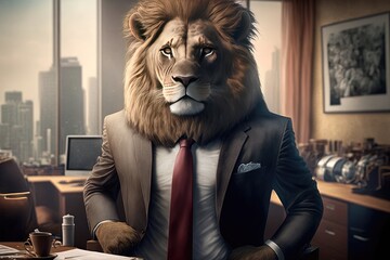 The Unconventional Lion An Unexpected Sight in the Office Generative AI
