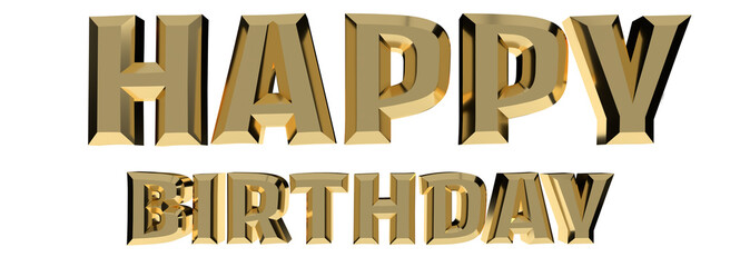 Golden Happy Birthday, 3d letter, isolated white background design