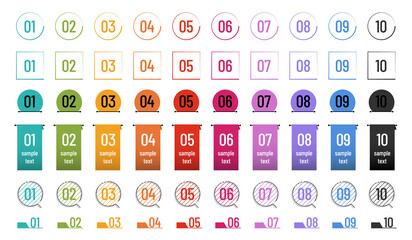 Different Isolated Number Icon Illustrations Set