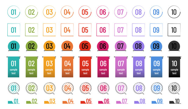 Different Isolated Number Icon Illustrations Set