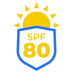 SPF 80, UV and sun protection icon