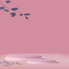Abstract background with pink color geometric 3d podiums. Vector